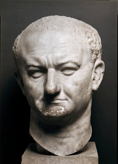 Cabeça do Imperador Romano Vespasiano (Vespasianus ou Vespasiano, 9-79 ap. JC) - Escultura em mármore, Altura 40 cm - Roma, Museo Nazionale Romano - Cabeça do Imperador Vaspasiano (Titus Flavius Vespasianus) (9-79) - Escultura em mármore (H. 40 cm) - Roma, de Roman