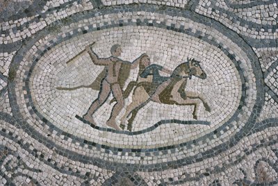 Hércules e a rainha Amazonas, do chão da &39;Casa de Hércules&39; (mosaico) de Roman