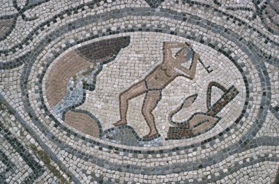 Hércules e os estábulos de Augean, do chão da "Casa de Hércules" (mosaico) de Roman