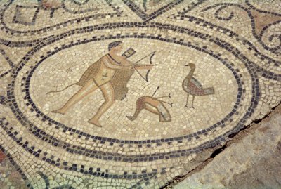 Hércules e os pássaros Estonianos, do chão da "Casa de Hércules" (mosaico) de Roman