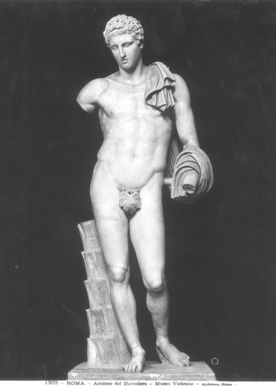 Hermes, chamado Antinous del Belvedere (mármore) (foto a p/b) de Roman