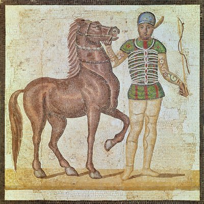 Cavaleiro em cores de corrida (mosaico) de Roman