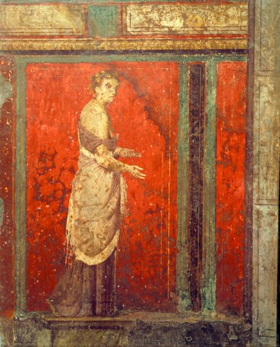 Ritos de iniciação ao culto de Dionísio, afresco da Villa Dei Mysteri de Roman