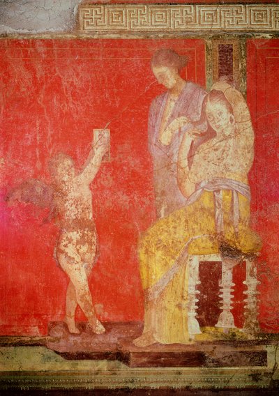 Ritos de iniciação ao culto de Dionísio, fresco da Villa Dei Mysteri de Roman