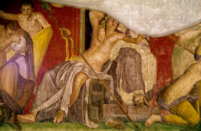 Ritos de iniciação ao culto de Dionísio, fresco da Villa Dei Mysteri de Roman