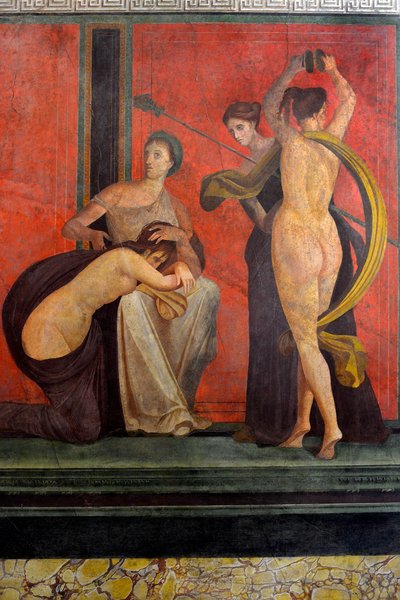 Ritos de iniciação ao culto de Dionísio, fresco da Villa Dei Mysteri de Roman