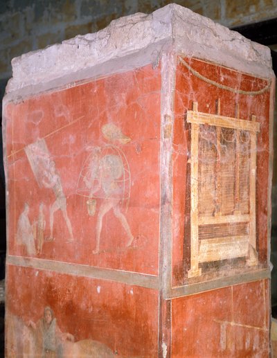 Itália, Nápoles, Museo Archeologico Nazionale, Dyers, pintura da Casa de Fullonica em Pompeia (Lista do Património Mundial da UNESCO) de Roman