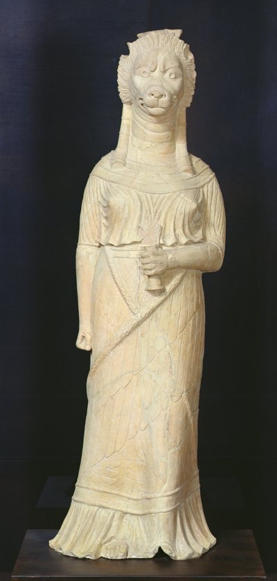 Deusa com cabeça de leão, do santuário de Bir Bou Regba de Roman