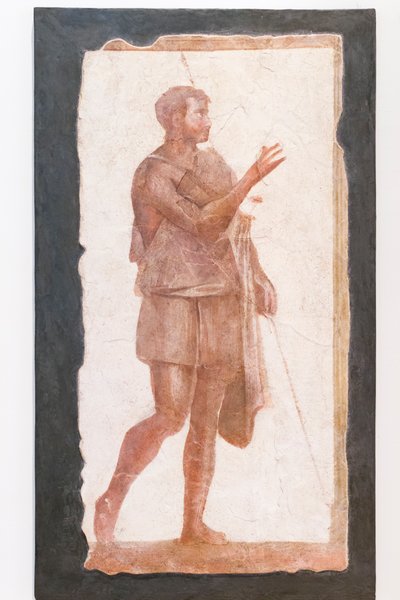 Homem com capa, colecção Pallavicini Rospigliosi, cerca de 200 d.C., inv 103420 (fresco) de Roman