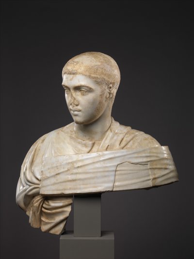 Busto em mármore de Severus Alexander, 230-235 DC (mármore) de Roman