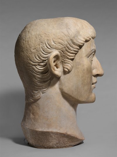 Mármore cabeça de retrato do imperador Constantino I, c. 325-370 AD (mármore) de Roman