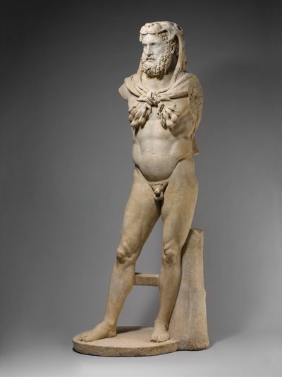 Estátua de mármore de um Hércules barbudo, 68-98 DC (mármore) de Roman