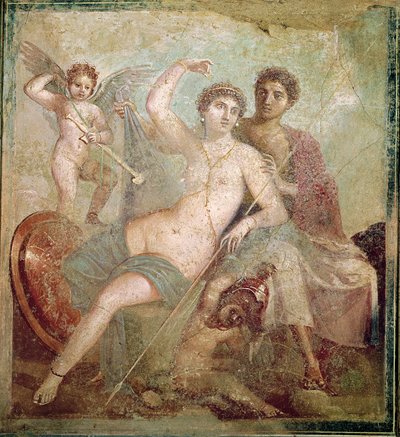 Marte e Vénus da Casa de Marte e Vénus (Casa de Marte e Venere) Pompeia (pintura de parede) de Roman