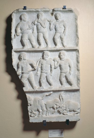 Homens acorrentados, alívio encontrado em Esmirna (mármore) de Roman