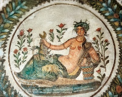 Trabalho em mosaico representando a Deusa do Verão (ou Ceres, a Deusa das plantas em crescimento), século III a.C. (mosaico) de Roman