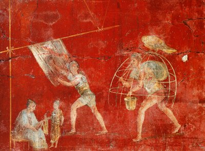 Pilar afresco representando a fabricação de lã, de Pompéia, Fullonica de Veranio Ipseo de Roman