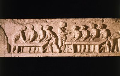 Alívio retratando a padaria, do túmulo de Eurysaces the Baker, em Porta Maggiore, Roma, 50-20 AC de Roman