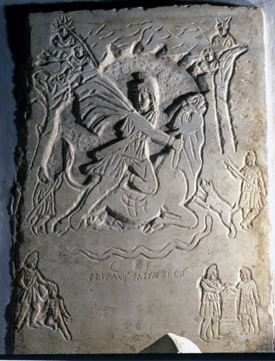 Alívio retratando a divindade iraniana Mithra (ou Mitra) abate o touro, um animal associado a ele. Século IV. Palazzo dei Conservatori, Roma. de Roman