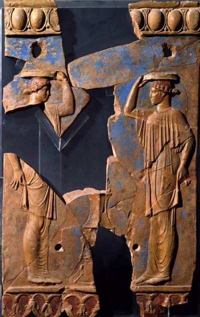 Alívio da área do Templo de Apolo, Monte Palatino, Roma (terracota) de Roman