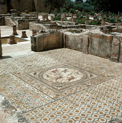 Restos dos mosaicos da cidade romana de Roman