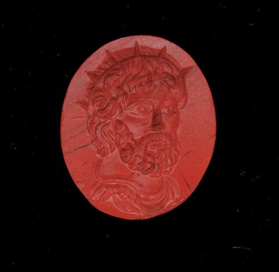 Anel com um Retrato do Imperador Postumus (jaspe vermelho) de Roman