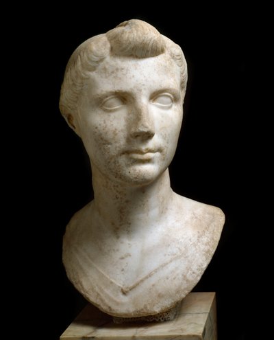 Arte Romana: "Busto de Octavia Thurina Minor (Ottavia Minore ou Octavia the Young) (69 AC-11 AC)" Escultura em mármore. Roma, Museo Nazionale Romano (o delle Terme) de Roman