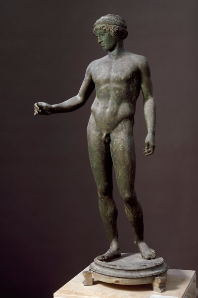 Arte Romana: "Efébe" escultura de bronze depois de um original grego, De Pompeia de Roman