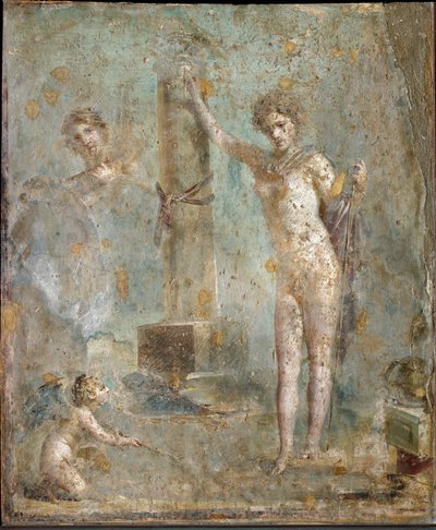 Arte Romana: "Narciso" Fresco de Pompeia, Museu Nacional de Arqueologia, Nápoles de Roman