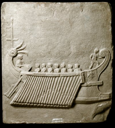 Arte Romana: Trireme romano - Fragmento de friso de mármore de Pozzuoli (Pozzuoli) de Roman