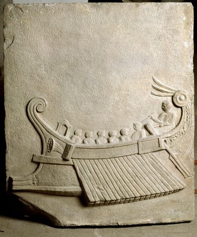 Arte Romana: Trireme romano - Fragmento de friso de mármore de Pozzuoli (Pozzuoli) de Roman