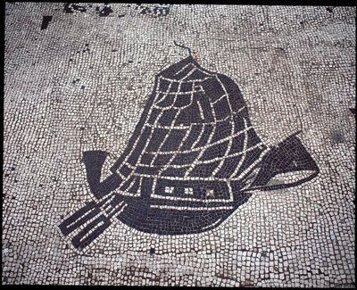 Arte Romana: Mosaico "Ship" da Corporation des gens de la mer, Place des Corporations de Roman