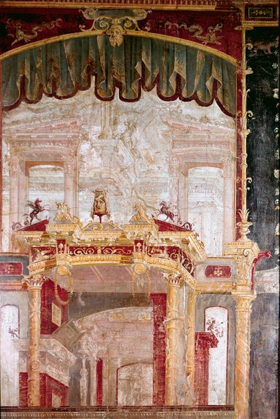 Arte Romana: "decoração" afresco romano do 4º Pompeu de Ercolano (Herculanum ou Herculaneum) 60-80 d.C. de Roman