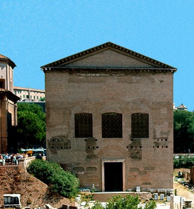 Fórum Romano: vista da Cúria (Cúria) local de reunião do Senado. Século I a.C. Roma de Roman