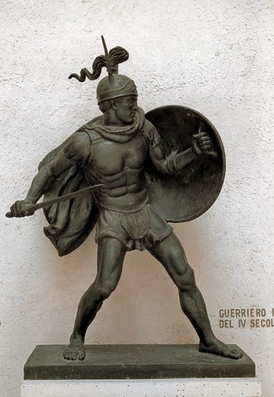 Arte romana: estátua de bronze de guerreiro romano. Século IV a.C. Roma, museo della civilta romana de Roman