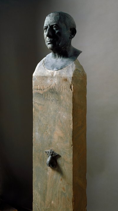Arte romana: busto do banqueiro Lucius Caecilius Iucundus (cerca de 20-69 d.C.) Escultura de bronze. Século I d.C. De Pompéia. Nápoles, Museo Archeologico Nazionale de Roman
