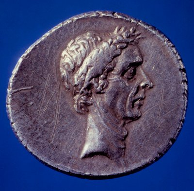 Arte romana: moeda com a efígie de Júlio César (100-44 a.C.) - Paris, BN de Roman