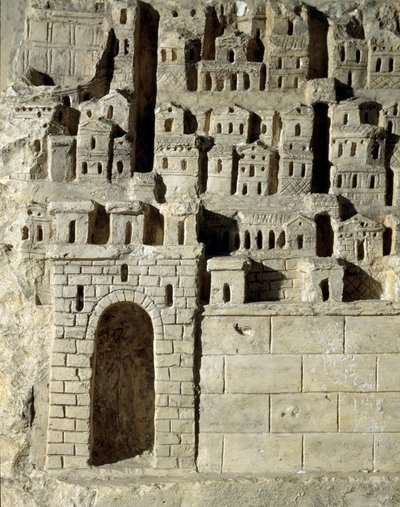 Arte romana: baixo relevo representando uma cidade. Século II d.C. (baixo relevo) de Roman