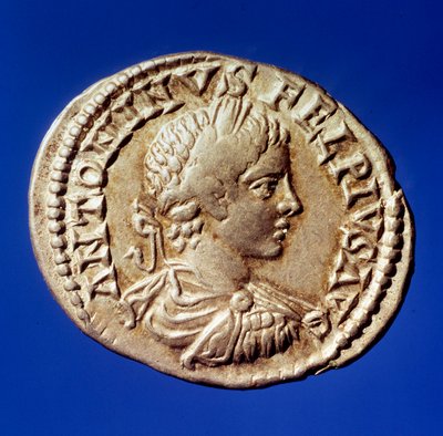 Arte romana: negador de prata com a efígie do Imperador Romano Elagabal (Heliogabale ou Marcus Aurelius Antoninus) (204-222 d.C.) Paris, B.N. de Roman