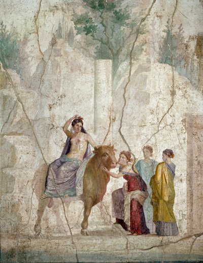 Arte romana: o sequestro da Europa. Afresco de Pompeia. Início do século I DC (afresco) de Roman