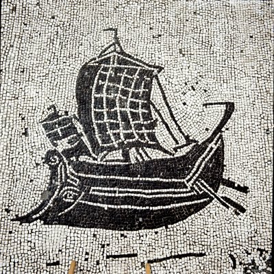 Navio Sabratha de regresso ao porto de Óstia (mosaico de Roman