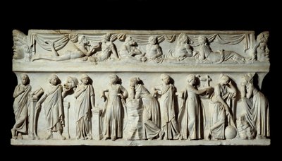 Sarcophagus des Muses: representação das musas das artes e das letras. Escultura em mármore. 150 D.C. Paris, Museu do Louvre. de Roman