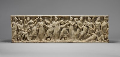 Sarcófago com o concurso entre as musas e as sereias, final do século III (mármore) de Roman