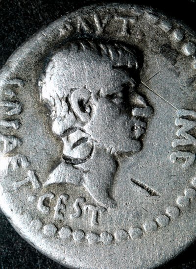Moeda de prata com a efígie de Marcus Junius Brutus (83-42 AC) Senador romano de Roman