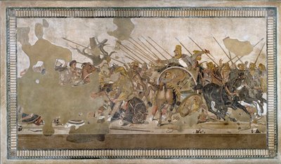A Batalha de Issos ganha por Alexandre III o Grande contra Darios (Dario) III Codoman (335 - 331 AC) - Mosaico de Pompéia - de Roman