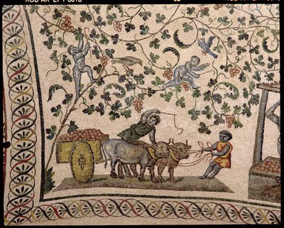 A Colheita da Uva (mosaico) de Roman