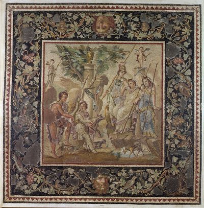 O Julgamento de Paris, da Casa do Átrio, Antioquia, c.115 dC (mosaico) de Roman