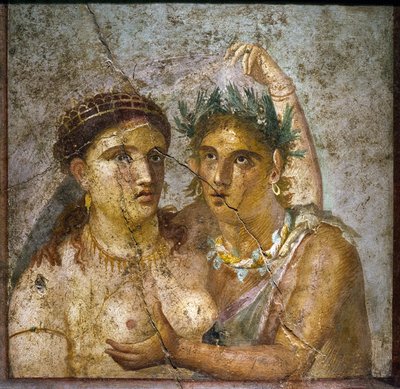 O sátiro e a menade - Sátiro e a Ménade - Pompeia - Casa di Cecilio Giocondo - Sátiro e menade - Cabinetto segreto de Roman