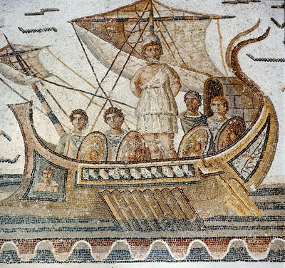 Ulisses e as sereias, de "A Odisséia" de Homero (mosaico) de Roman