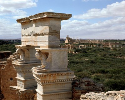 Vista das colunas da basílica, século II d.C. de Roman