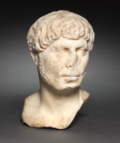 Cabeça de um homem barbudo, c.125 (mármore) de Roman Imperial Period